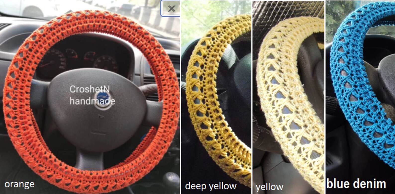 Deep Yellow Steering Wheel Cover Crochet Steering Wheel Cover Etsy