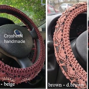 Steering wheel cover Crochet steering wheel cover Car decor Crocheted steering wheel cover Steering wheel cover for women Gift H18085-125-6