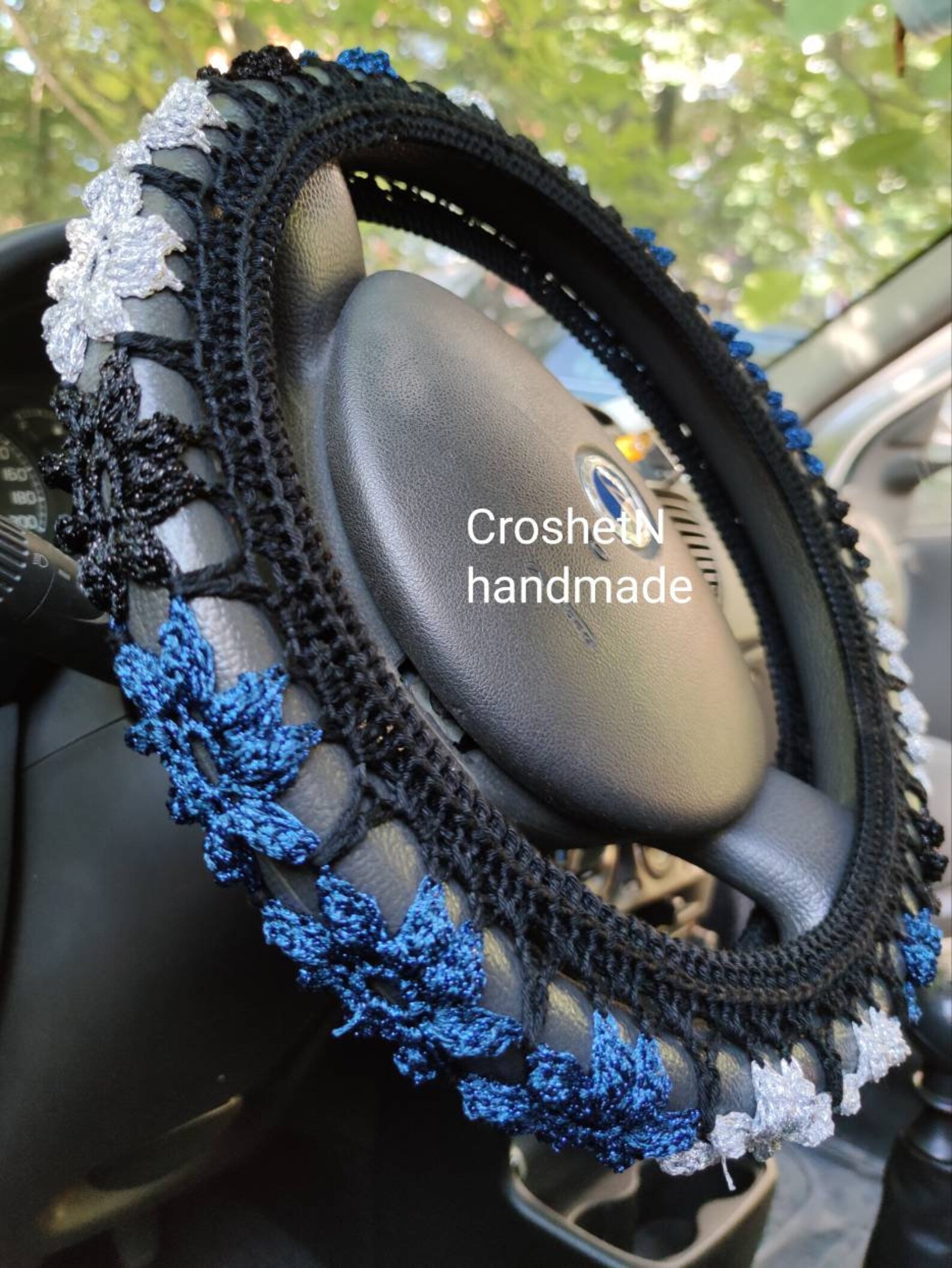 Car cover with glitter Steering wheel cover Crochet steering Etsy