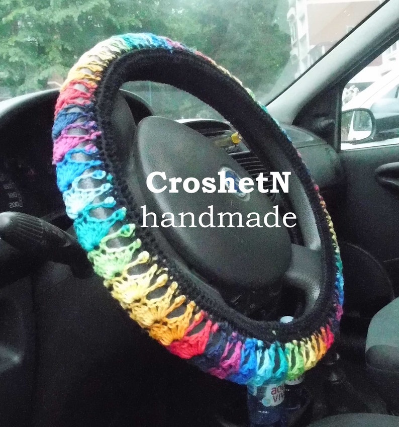 Multicolor Steering Wheel Cover Crochet Steering Wheel Cover Etsy