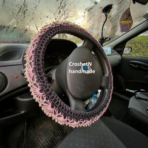 Steering wheel cover Crochet steering wheel cover Car decor Crocheted steering wheel cover Steering wheel cover for women Gift H19066