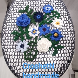 Toilet Seat Cover Lid Cover for Toilet Seat Cover for Bathroom Handmade Toilet Cover Crocheted Lid Cover Crochet Decor Gift Crochet T2205