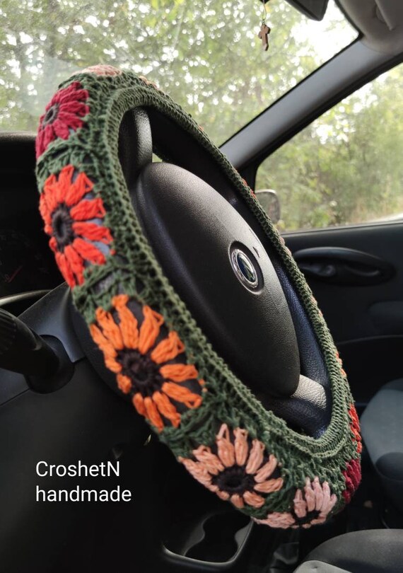 Sunflowers Steering Wheel Cover Crochet Steering Wheel Cover Etsy