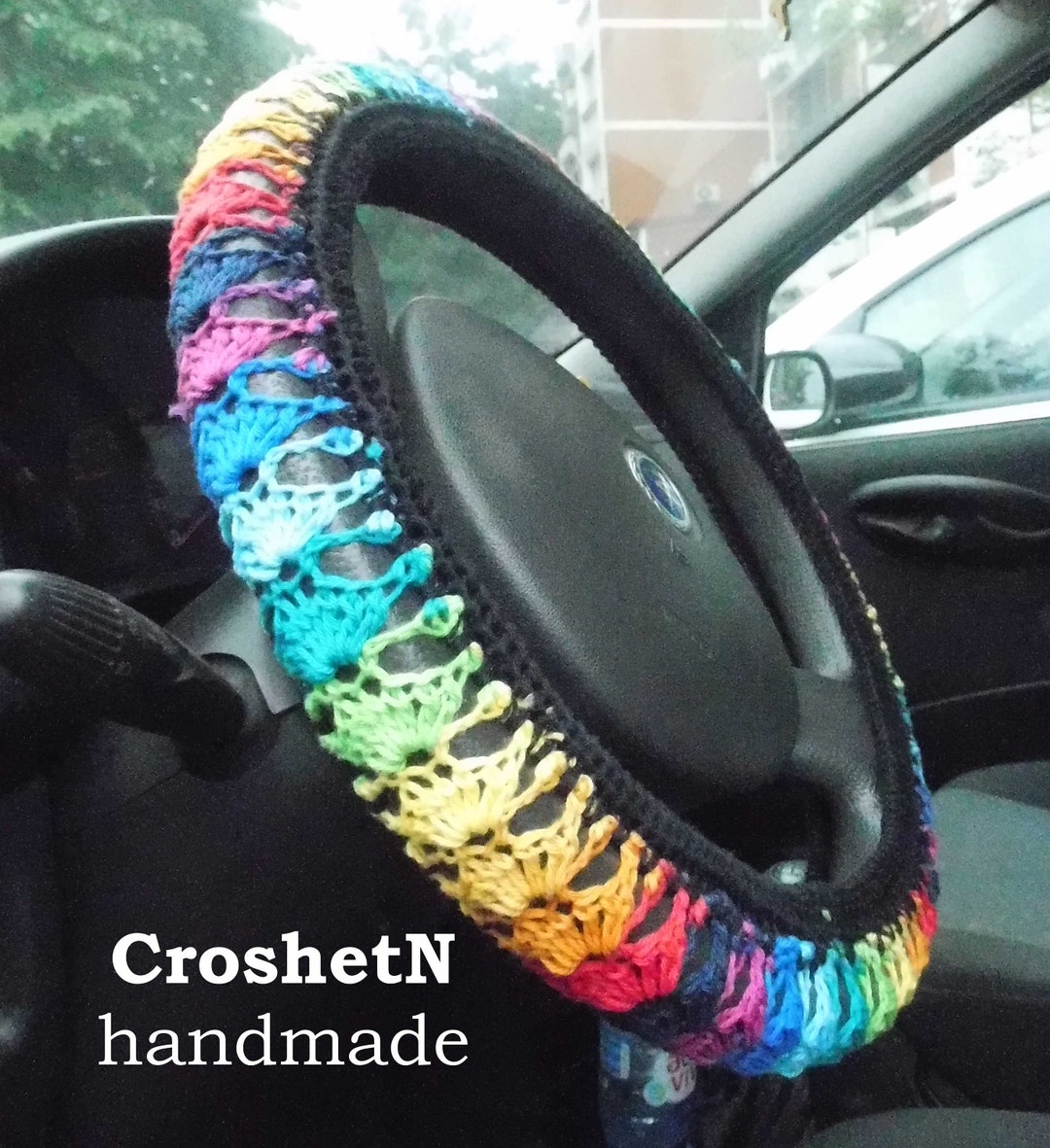 Multicolor Steering Wheel Cover Crochet Steering Wheel Cover Etsy