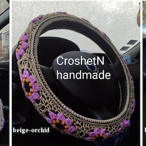 Steering wheel cover Crochet steering wheel cover Car decor Crocheted steering wheel cover Steering wheel cover for women Gift H2306