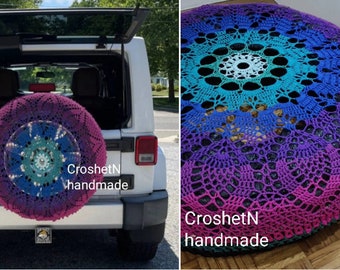 Tire cover Car Accessories Car Gifts Crochet Tyre Cover Car Decor Cover for tire Gift Crocheted tire cover Soft Vintage T2006