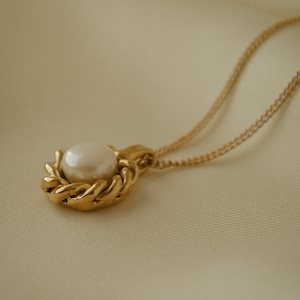 Hand-sculpted Sterling Silver 925 Freshwater Pearl Necklace, Gold-vermeil Sterling Silver 925 Freshwater Pearl Pendant