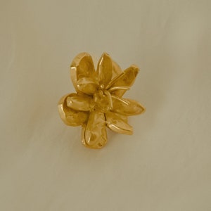 Custom-made Flower Pair of Earrings, Hand-sculpted Sterling Silver 925 Earrings, Flower Gold-vermeil earrings image 4