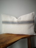 French  Rustic grey cushion cover rectangular uk country heavy French grain sack fabric natural horizontal stripe striped pillow farmhouse