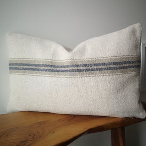 Rustic Striped Cotton Cushion Cover: French Farmhouse Pillow