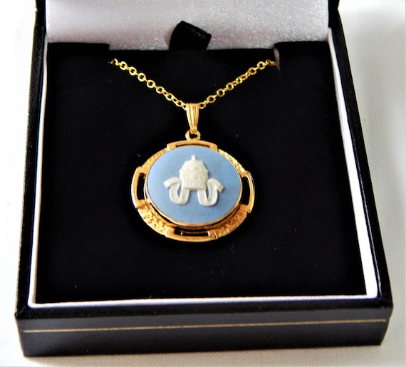 Wedgwood Blue Cameo Pendant Papal Crown Pope John