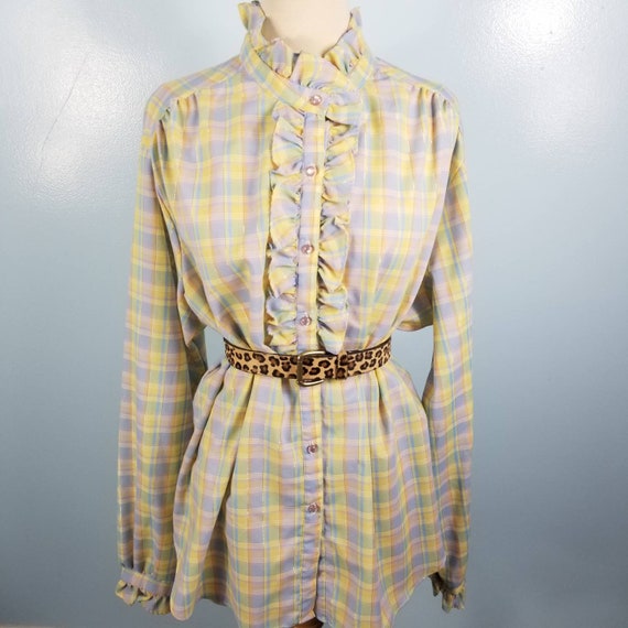 Victorian Style 80's pastel ruffled blouse - image 5