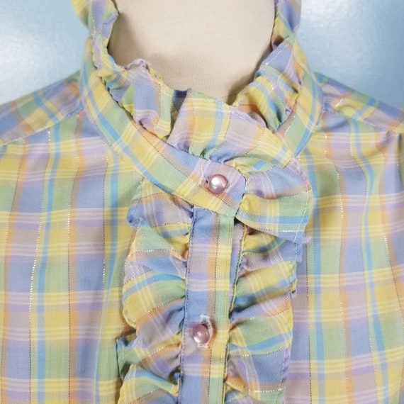 Victorian Style 80's pastel ruffled blouse - image 1