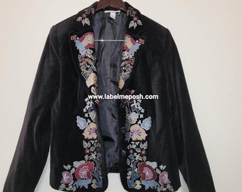 100% Cotton velvet embroidered blazer