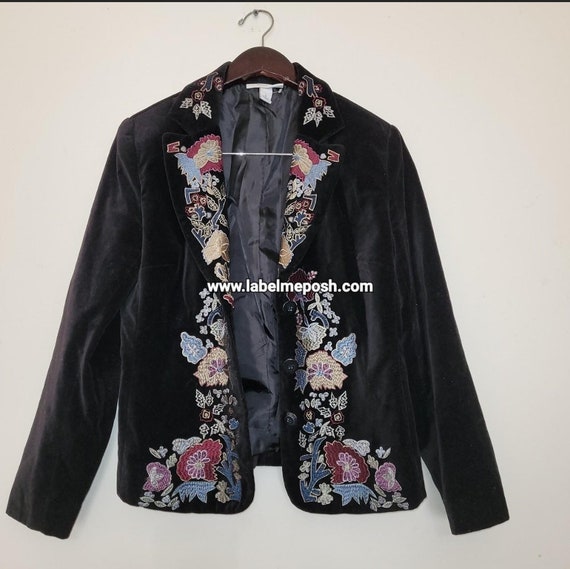 100% Cotton velvet embroidered blazer - image 1