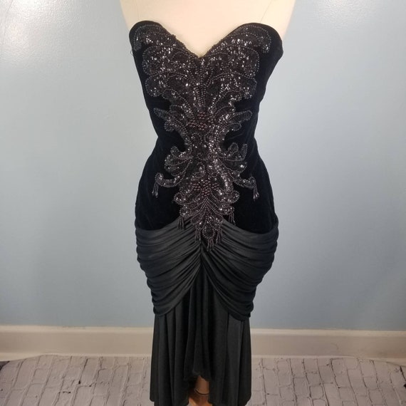 Cache beaded and sequin dress