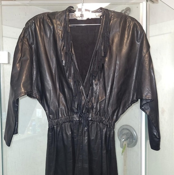 Lambskin leather fringe dress