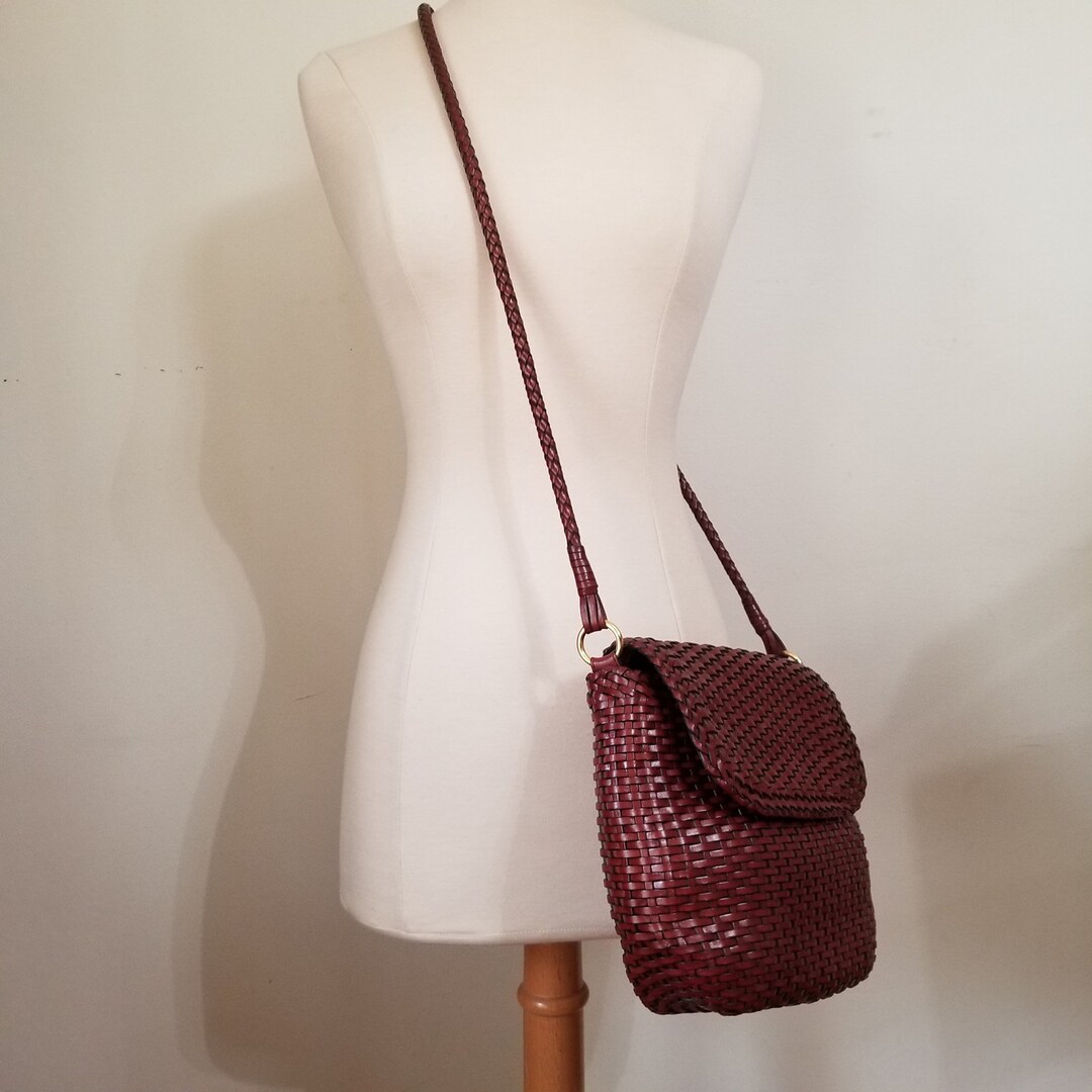 100 Leather Basket Weave Bag Etsy