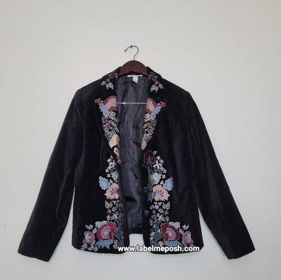 100% Cotton velvet embroidered blazer - image 3