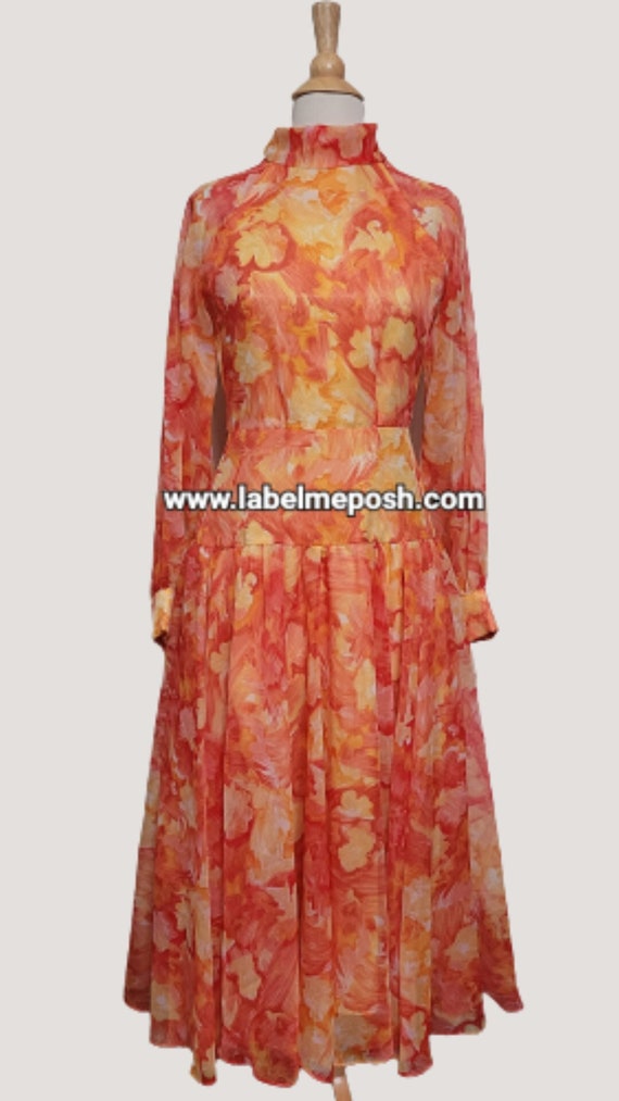 Don de Luis Espana 1970's high neck chiffon dress