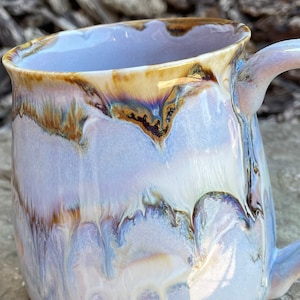 Stoneware Potter's Coffee Mug, Funky Purple-Murple  Glaze Design, Large Handle, Great Gift Idea, Large Capacity 22 oz Coffee Mug