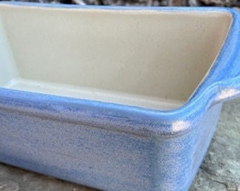 Stoneware Loaf Pan, Country Style Capri Blue Glaze Design, Solid Stoneware Baker, Easy Clean Up,