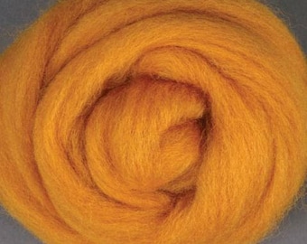 Needle Felting Wool Roving, ORANGE BUTTERSCOTCH Corriedale Wool Roving, Great for Wet Felting & Spinning, Carded Wool, Free Shipping Avail.
