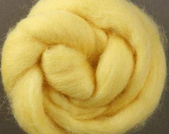 Needle Felting Wool Roving, YELLOW LEMONY Corriedale Wool Roving, Great for Wet Felting & Spinning, Carded Wool, Free Shipping Avail.