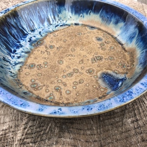 Stoneware Deep Dish Pie Dish | Book Leather Blues Glaze Design | Custom Glazed | Easy Clean Up | 9&quot;