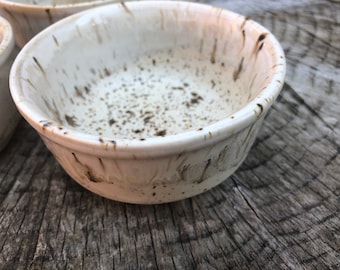 Stoneware Ramekin Dish, Melted Rocky Road Glaze Design, Oven-Safe Dessert Bowl