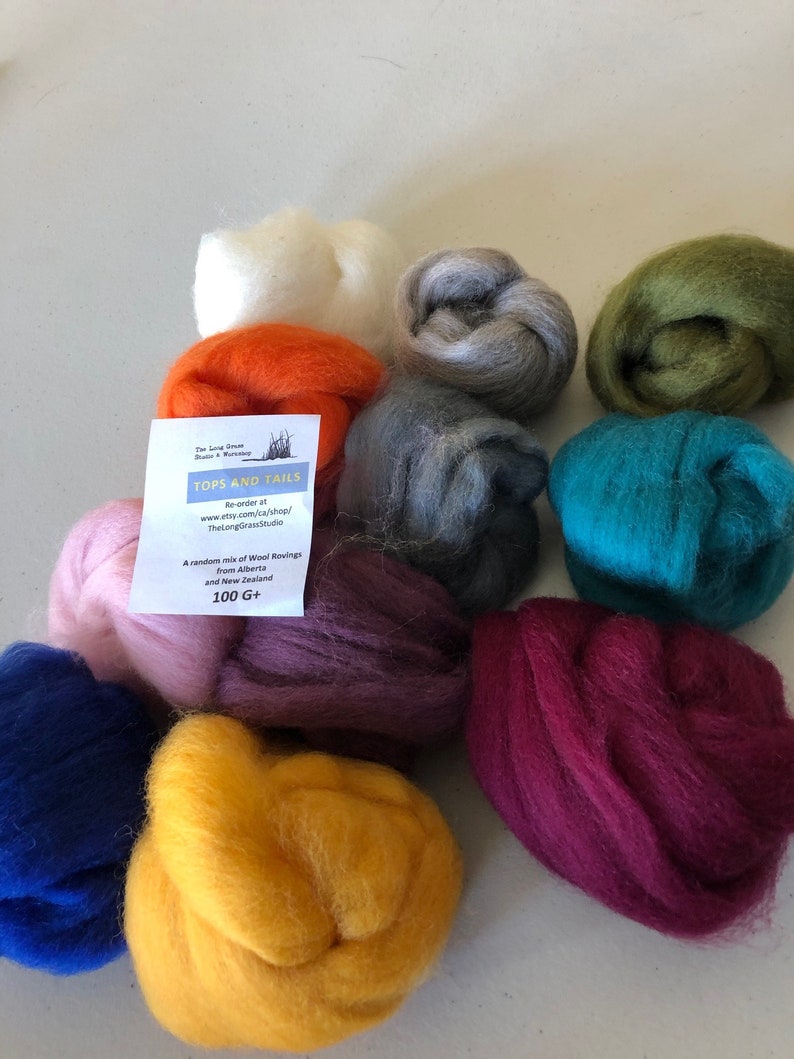 Tops and Tails Wool Roving Multiple Sizes Perfect for Finishing Touches Expand your Color Pallet 100 g