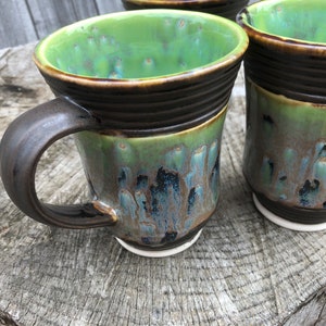 XL Stoneware  BIG Mug | Jungle Jazz Glaze Design | Thick Stoneware Keeps Drinks HOTTER Longer | Big 3 Finger Handle | 16 Oz.