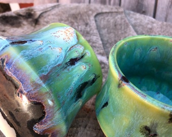 Nordic Design Coffee Mug | Jungle Jazz Glaze Design | Stoneware Solid |  Large Handle | Stoneware keeps your Hot Drinks HOT!