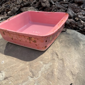 Hand Glazed Stoneware Baking Dish: Amaryllis Pink Coral, 9x9&quot;