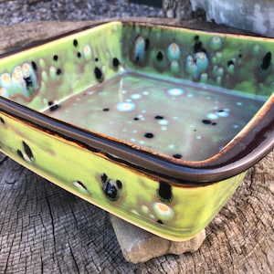 Stoneware Baking Dish | Jungle Jazz Glaze Design |Chef Inspired | Custom Glazed | Easy Clean Up | 9&quot;x9&quot;