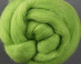 NZ Corriedale Wool | LIME GREEN Roving Wool | Needle Felting, Wet Felting & Spinning Wool | Micron 27-30 | Free Shipping Offered