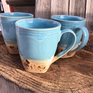 Large Standard Mugs Gone To The Beach Glaze Design Stoneware Large Handle A Peaceful Yin Yoga Mug that Loves to Hug image 1