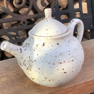 Stoneware Tea Pot, Calming Speckled Winter Wood Eggshell Glaze Design, Custom Hand Glazed, Keeps Tea HOT!, 9th Anniversary Gift Idea