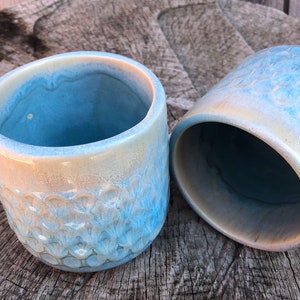 Honeycomb Mugs 16oz. | Lake Mist Glaze Design | Stoneware |  Large Handle | A Very Huggable Mug to Relax and Call your Own
