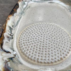 Stoneware Herb Stripper AND Garlic Grater Dish, The All in One Kitchen Helper, DW Safe, Variegated Alberta Dawn Glaze Design