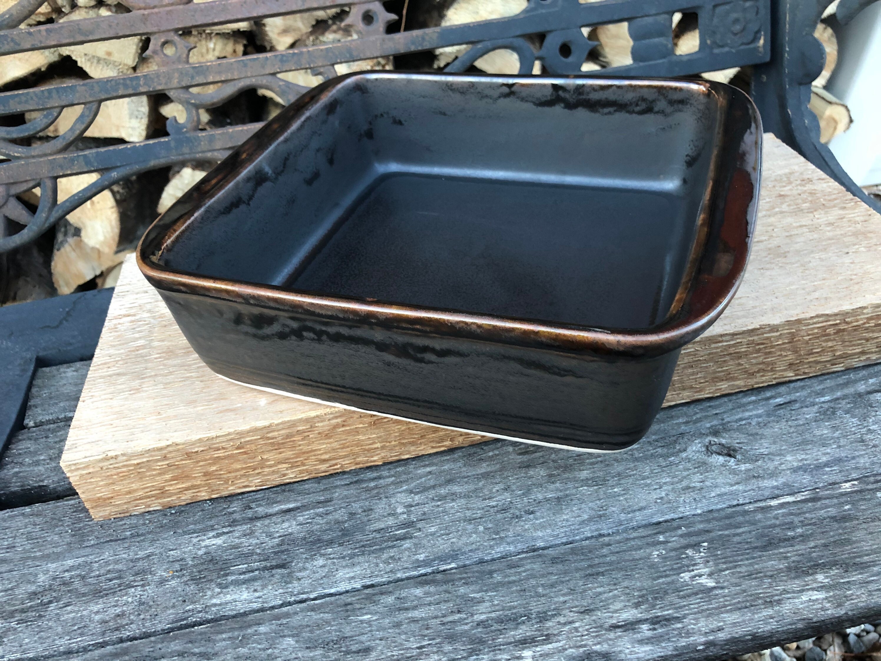Stoneware Baking Dish Deep Wrought Iron Black With Tiger Eye Trim Chef  Inspired Custom Glazed Easy Clean up 9x9 -  Norway
