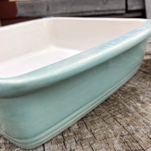 Stoneware Baking Dish | Turquoise Green / Soft Creamy Ivory Interior | Custom Glazed | Easy Clean Up | 9"x9"