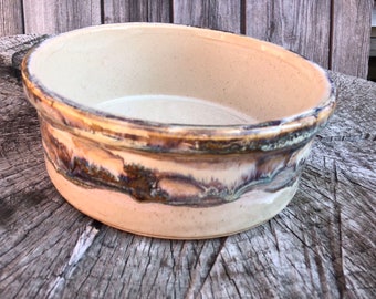 Pet Dish Bowl | Alberta Dawn Glaze Design | Stoneware | Heavy and Durable | The Perfect Food or Water Dish for your Pet