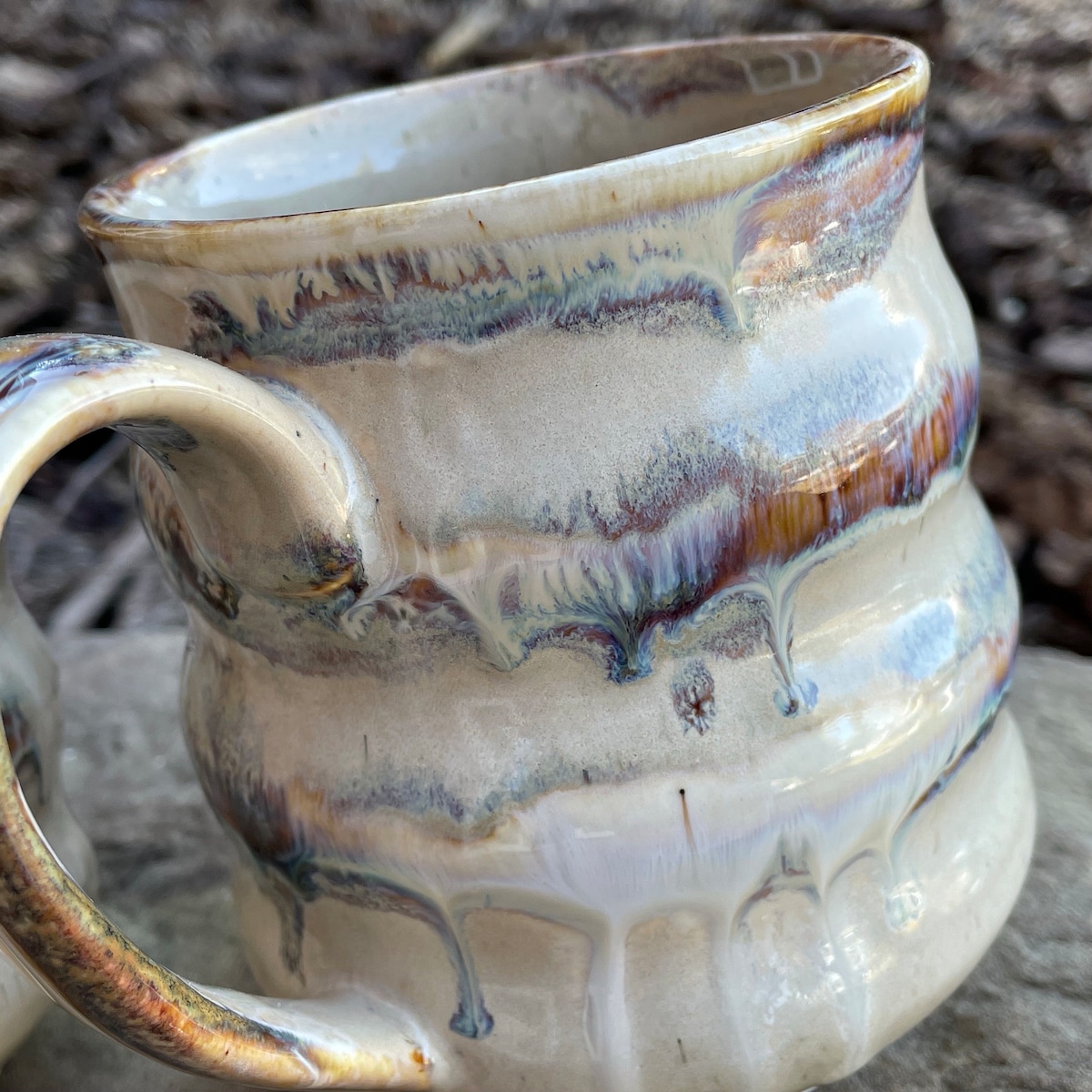 Big 20 Oz Coffee Lovers Stoneware Hipster Mug, Verigated Alberta Dawn Glaze Design, 3 Hips per Mug, 9th Anniversary Gift for Coffee Lovers - Etsy