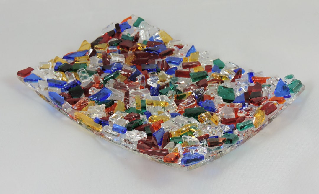 Sparkle Soap Dish Sponge Holder Fused Glass Assorted Sizes Candle