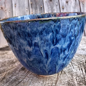 Hand Glazed Stoneware Fruit Bowl: Rushing Stream Centerpiece (8.5&quot;x6.5&quot;)