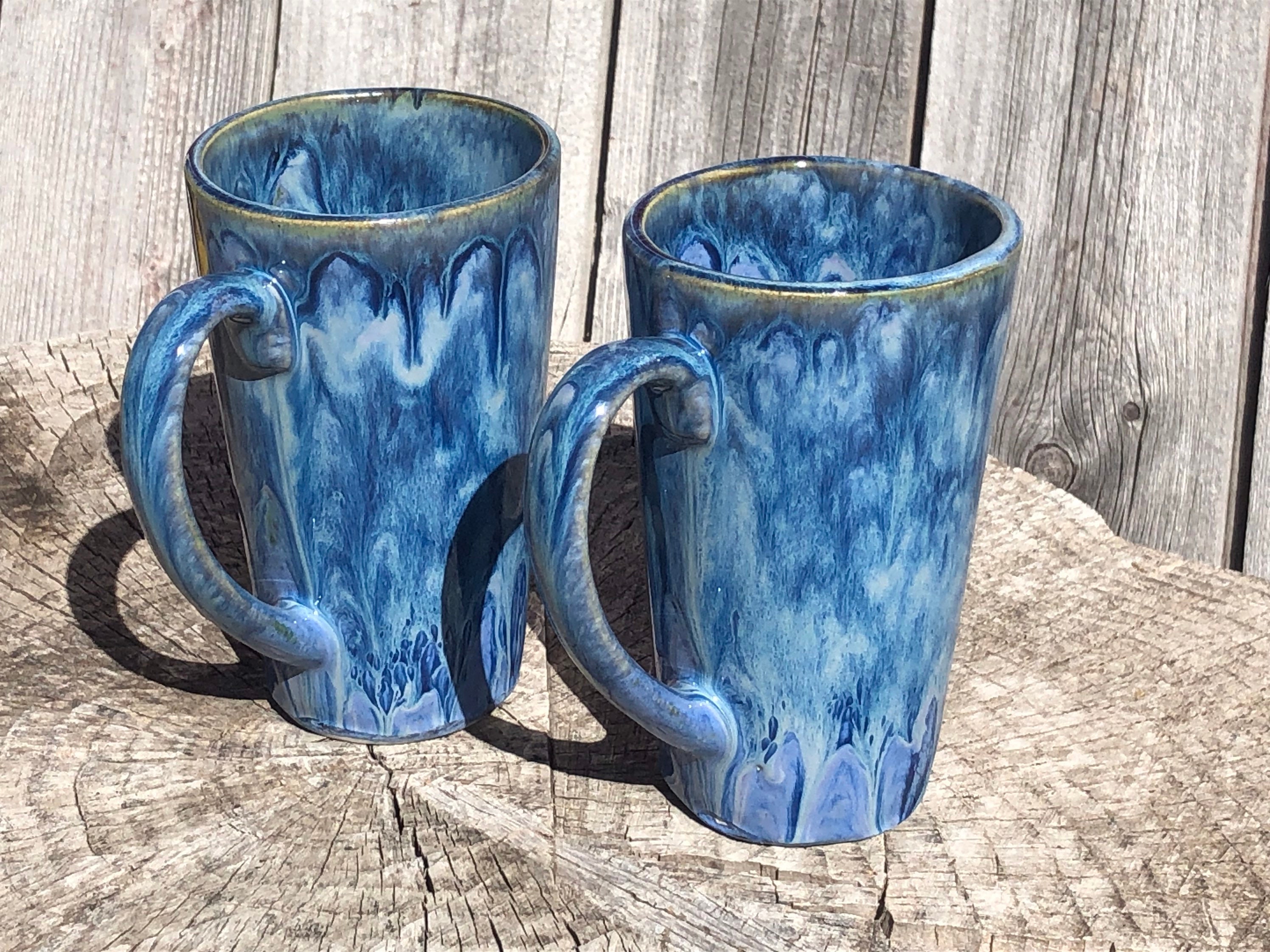 Stoneware Tall Latte Mug | 'rushing River' Glaze Design | Stoneware | Large  Handle | A Great Comfort Mug to Relax and Call Your Own, 16 Oz. - Etsy