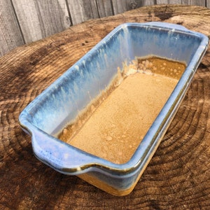 Stoneware Loaf Pan, Dessert Oasis Glaze Design, Hand Glazed Stoneware, Easy Clean Up, 9&quot;