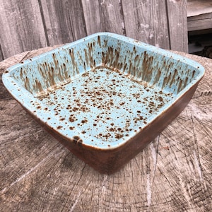 Stoneware Baking Dish | Ancient Copper & Cenote Glaze Design | Chef Inspired | Custom Glazed | Easy Clean Up | 9&quot;x9&quot;, 2.5&quot; Deep