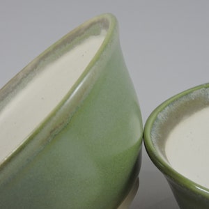Hand Glazed Stoneware Dessert Bowl: Ice Cream, Snacks, Cat Dish Green